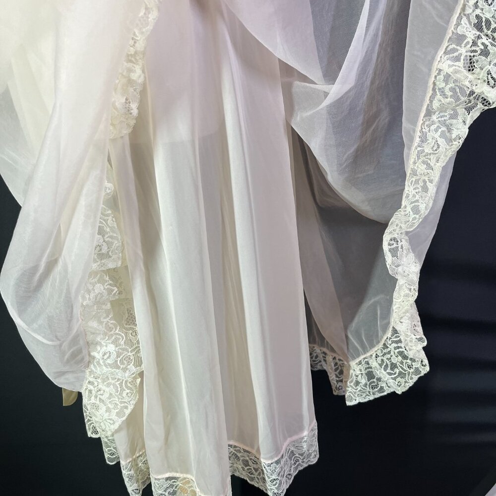 Vintage 1950s Vanity Fair Nightgown Layered Pale Pink Lace Sleeveless *Flaw - Picture 7 of 13